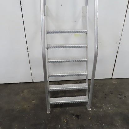 6 Step Aluminum Industrial Machine Ladder 24"W x 4"D Steps 98" OAH