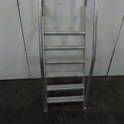 6 Step Aluminum Industrial Machine Ladder 24"W x 4"D Steps 98" OAH
