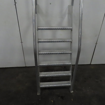 6 Step Aluminum Industrial Machine Ladder 24"W x 4"D Steps 98" OAH