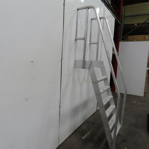 6 Step Aluminum Industrial Machine Ladder 24"W x 4"D Steps 98" OAH