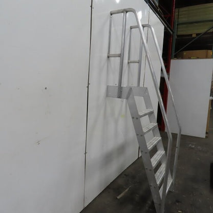 6 Step Aluminum Industrial Machine Ladder 24"W x 4"D Steps 98" OAH