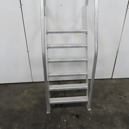 6 Step Aluminum Industrial Machine Ladder 24"W x 4"D Steps 98" OAH