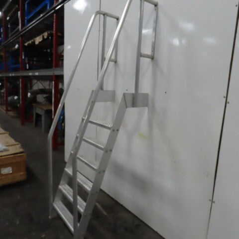 6 Step Aluminum Industrial Machine Ladder 24"W x 4"D Steps 98" OAH