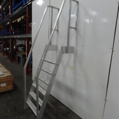 6 Step Aluminum Industrial Machine Ladder 24"W x 4"D Steps 98" OAH