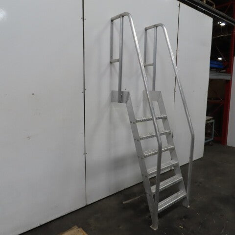 6 Step Aluminum Industrial Machine Ladder 24"W x 4"D Steps 98" OAH