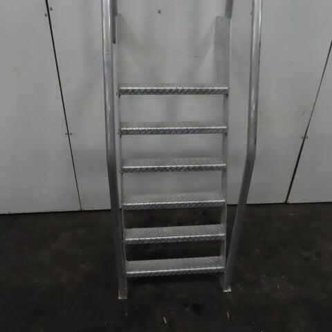 6 Step Aluminum Industrial Machine Ladder 24"W x 4"D Steps 98" OAH