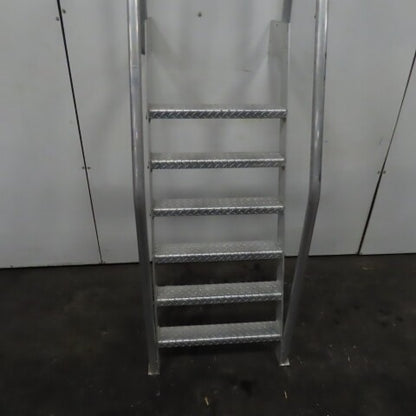 6 Step Aluminum Industrial Machine Ladder 24"W x 4"D Steps 98" OAH