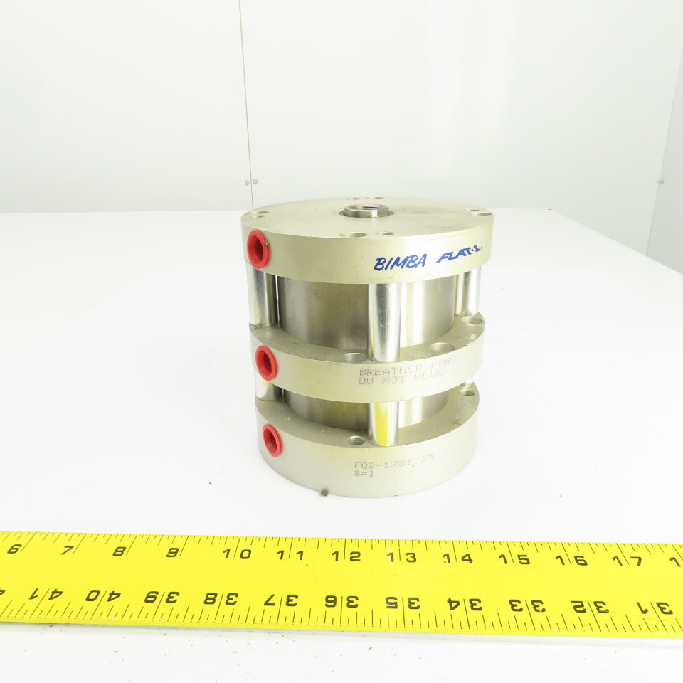 Bimba F02-1251.25 Flat-1 SS 2 Stage Pneumatic Cylinder 1-1/4" Stroke 4" Bore