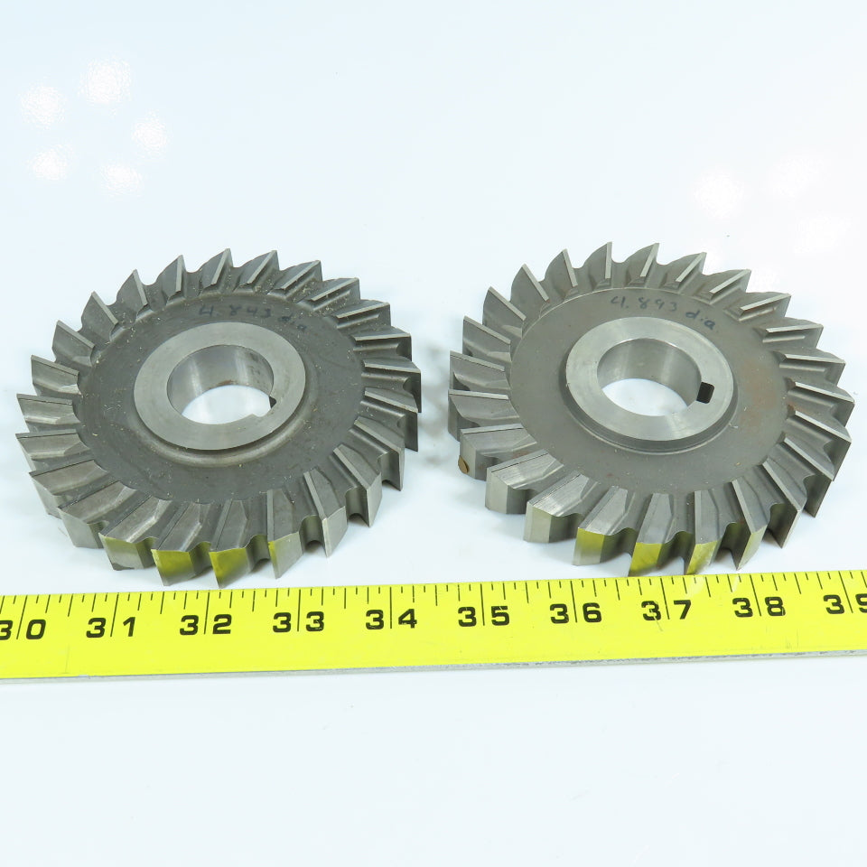 ITW 4.843" & 4.893" x 3/4" Side Milling Cutter Straight Tooth 1-1/4" Arbor Lot/2