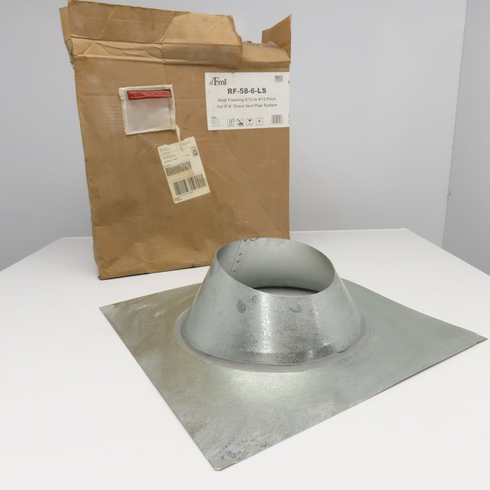 RFI RF-58-6-LS Galvanized Roof Flashing 0/12 - 6/12 Pitch 5" x 8" Direct Vent