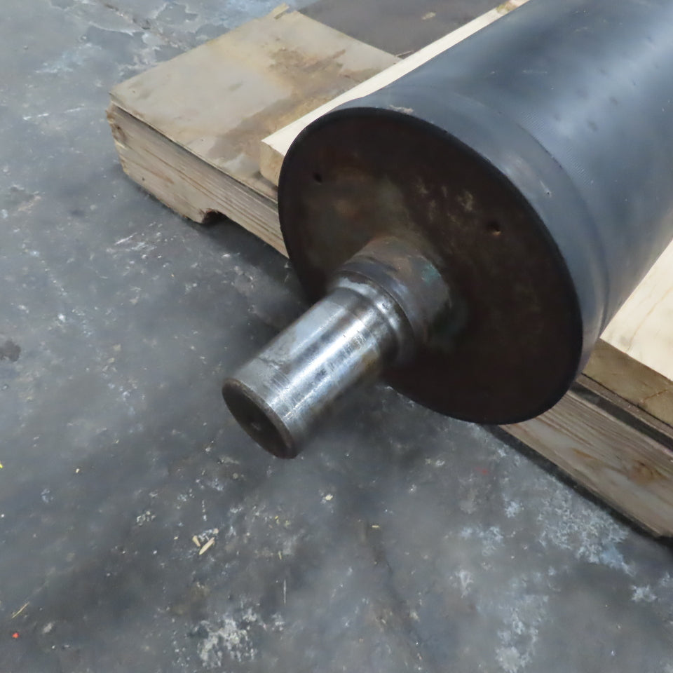 55" W x 7-1/2" OD Heavy Duty Rubber Clad Sander Roller 66-1/2" OAW 1.935" Shaft