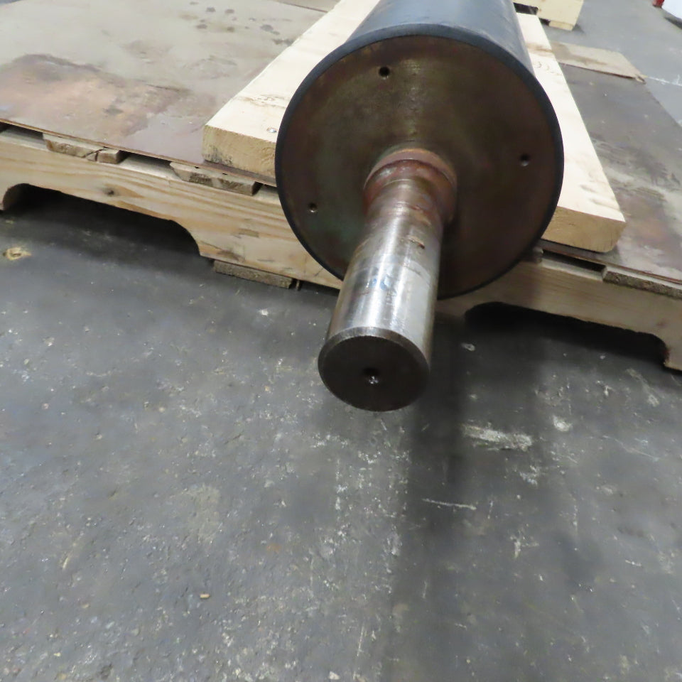 55" W x 7-1/2" OD Heavy Duty Rubber Clad Sander Roller 66-1/2" OAW 1.935" Shaft