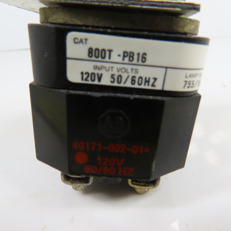 Allen Bradley 800T-PB16 Ser T Red Illuminated Momentary Contact Push Switch 120V