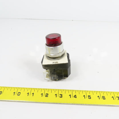 Allen Bradley 800T-PB16 Ser T Red Illuminated Momentary Contact Push Switch 120V