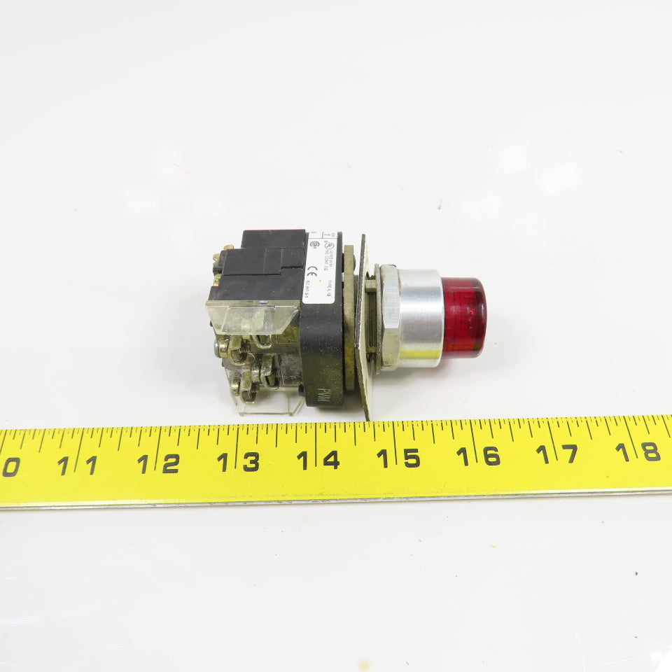 Allen Bradley 800T-PB16 Ser T Red Illuminated Momentary Contact Push Switch 120V