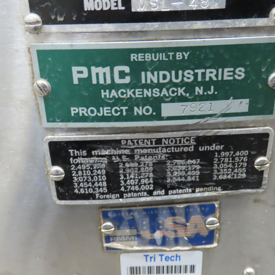 PMC Industries MSL-48 Automatic Centrifuge Bowl Product Sorter Feeder 12RPM 3PH