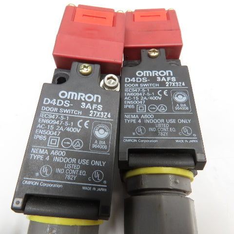 Omron D4DS-3AFS Industrial Gate Guard Door Interlock Safety Switch 600V Lot of 2