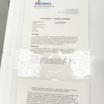 Elpaso Mechanical Fuel Box Static & Differential Calibration Assembly