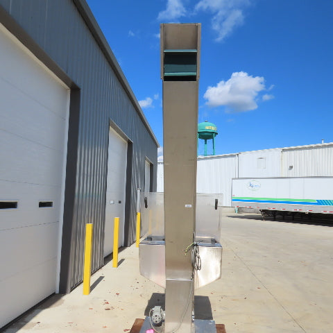 Tecno 22174 12" Belt Width SS Cleated Incline Feeder Conveyor 27FPM 120" Dis 3PH