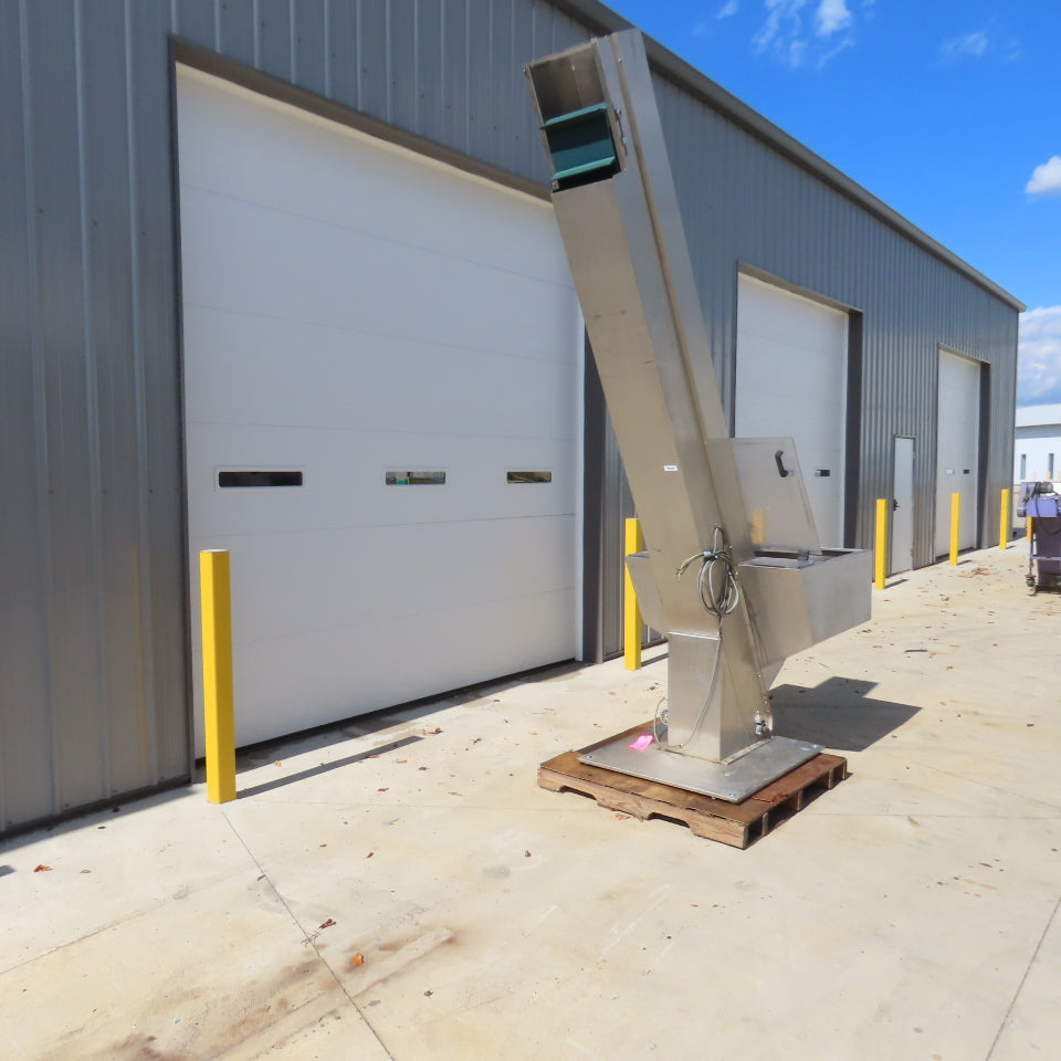 Tecno 22174 12" Belt Width SS Cleated Incline Feeder Conveyor 27FPM 120" Dis 3PH