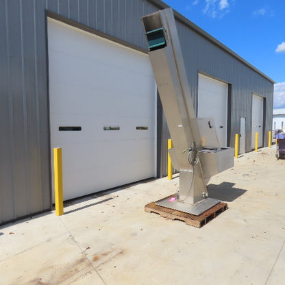 Tecno 22174 12" Belt Width SS Cleated Incline Feeder Conveyor 27FPM 120" Dis 3PH