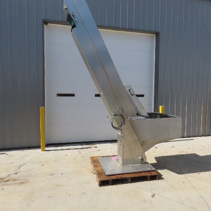 Tecno 22174 12" Belt Width SS Cleated Incline Feeder Conveyor 27FPM 120" Dis 3PH