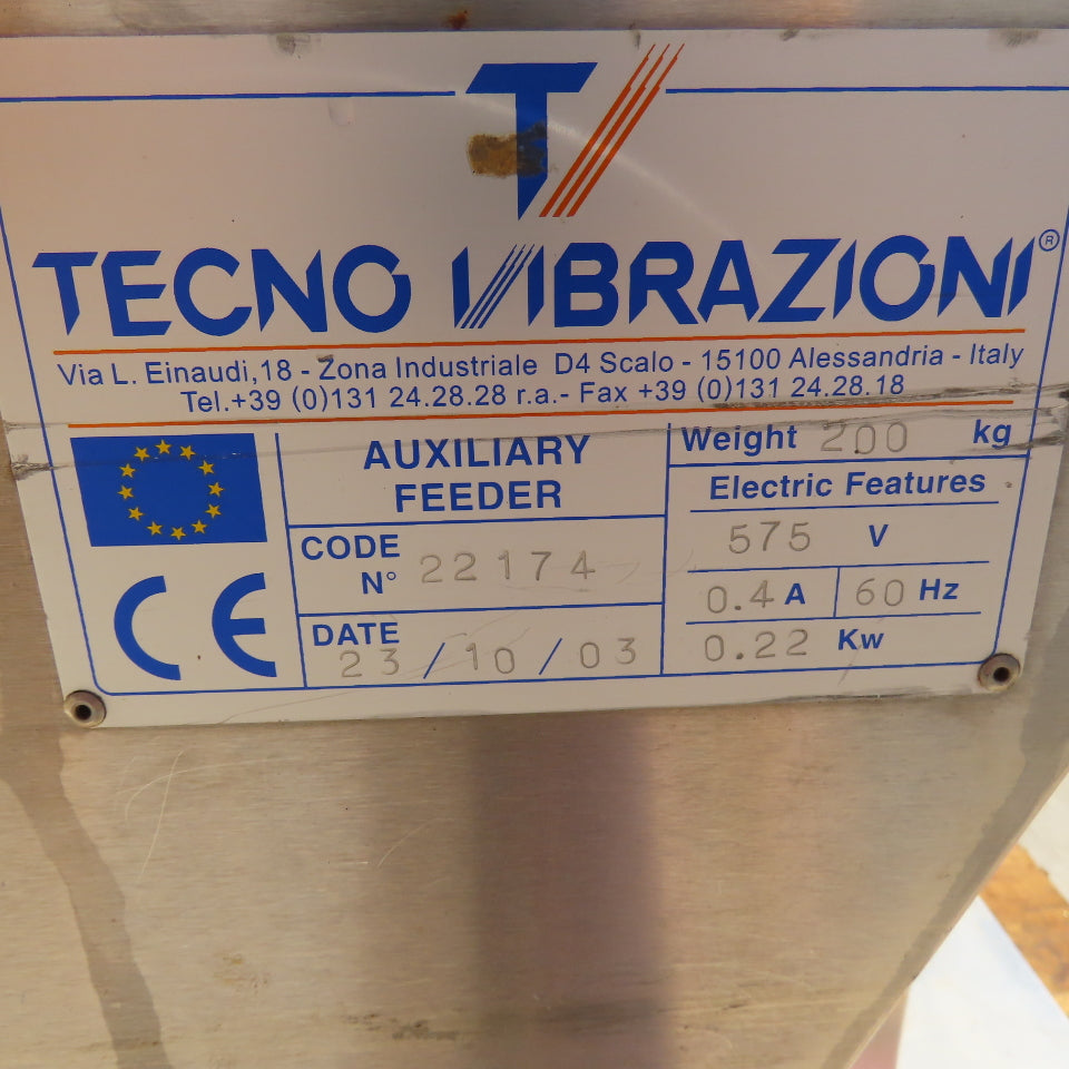 Tecno 22174 12" Belt Width SS Cleated Incline Feeder Conveyor 27FPM 120" Dis 3PH