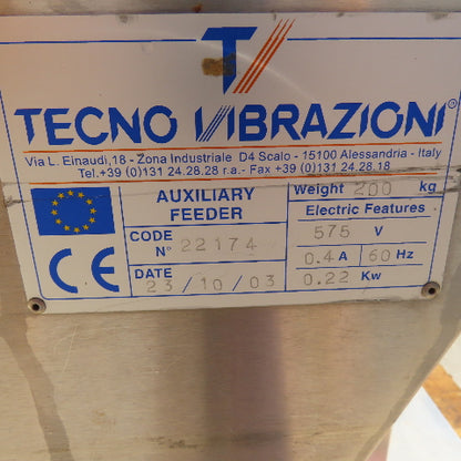 Tecno 22174 12" Belt Width SS Cleated Incline Feeder Conveyor 27FPM 120" Dis 3PH