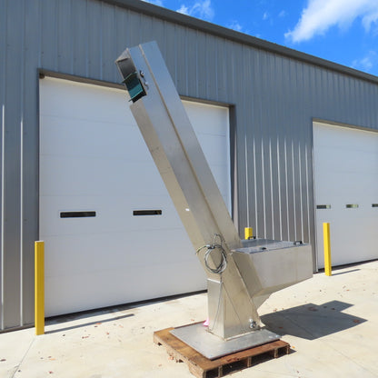 Tecno 22174 12" Belt Width SS Cleated Incline Feeder Conveyor 27FPM 120" Dis 3PH