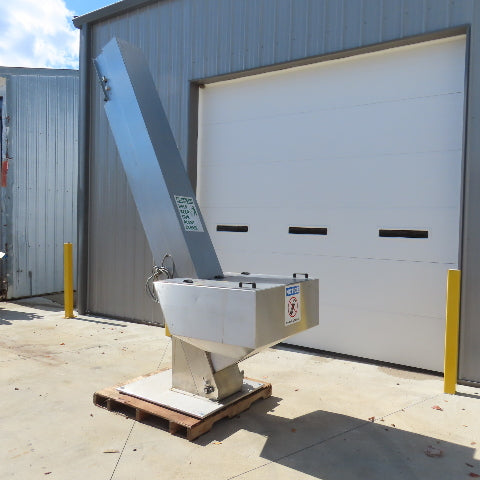 Tecno 22174 12" Belt Width SS Cleated Incline Feeder Conveyor 27FPM 120" Dis 3PH