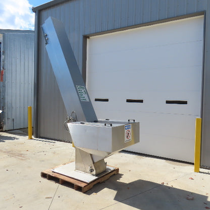 Tecno 22174 12" Belt Width SS Cleated Incline Feeder Conveyor 27FPM 120" Dis 3PH