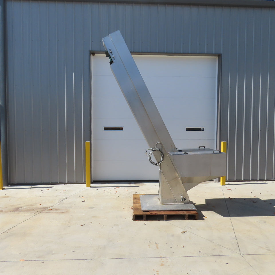 Tecno 22174 12" Belt Width SS Cleated Incline Feeder Conveyor 27FPM 120" Dis 3PH