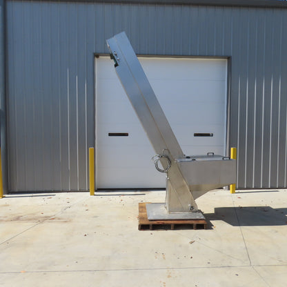 Tecno 22174 12" Belt Width SS Cleated Incline Feeder Conveyor 27FPM 120" Dis 3PH