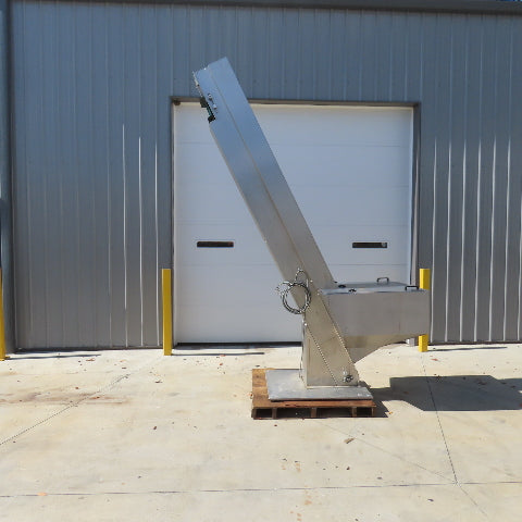 Tecno 22174 12" Belt Width SS Cleated Incline Feeder Conveyor 27FPM 120" Dis 3PH