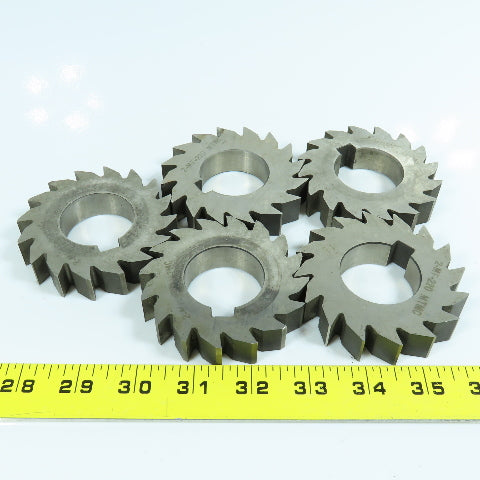 3-1/4" x 21/32" Plain Milling Cutter 1-1/2" Arbor 16 Tooth Lot of 5