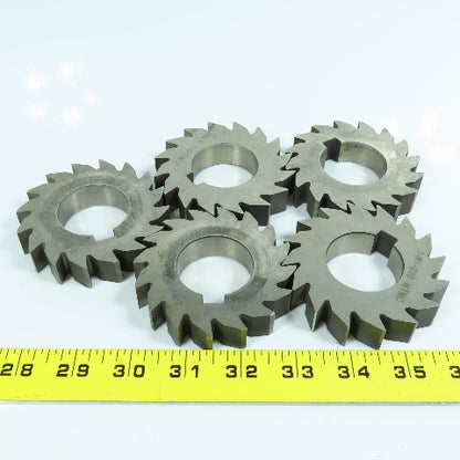 3-1/4" x 21/32" Plain Milling Cutter 1-1/2" Arbor 16 Tooth Lot of 5