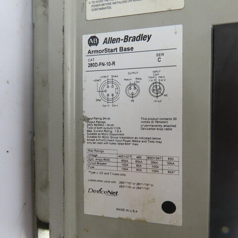 Allen Bradley 280D-F12Z-10A-RR-3 280D-FN-10-R ArmorStart Base & Control 0.75HP