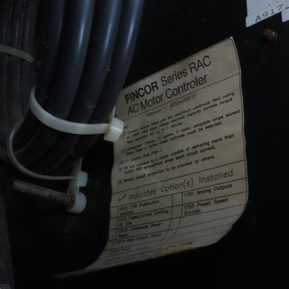 Fincor RAC-FVT02025B-3 20HP 29.5kVA AC Motor Drive 208/230V In 0-208/230 3PH Out