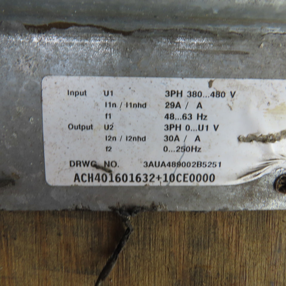 ABB ACH401601632 10CE0000 20HP AC Drive W/Bypass 380-480V 3PH In 0-480V 30A Out