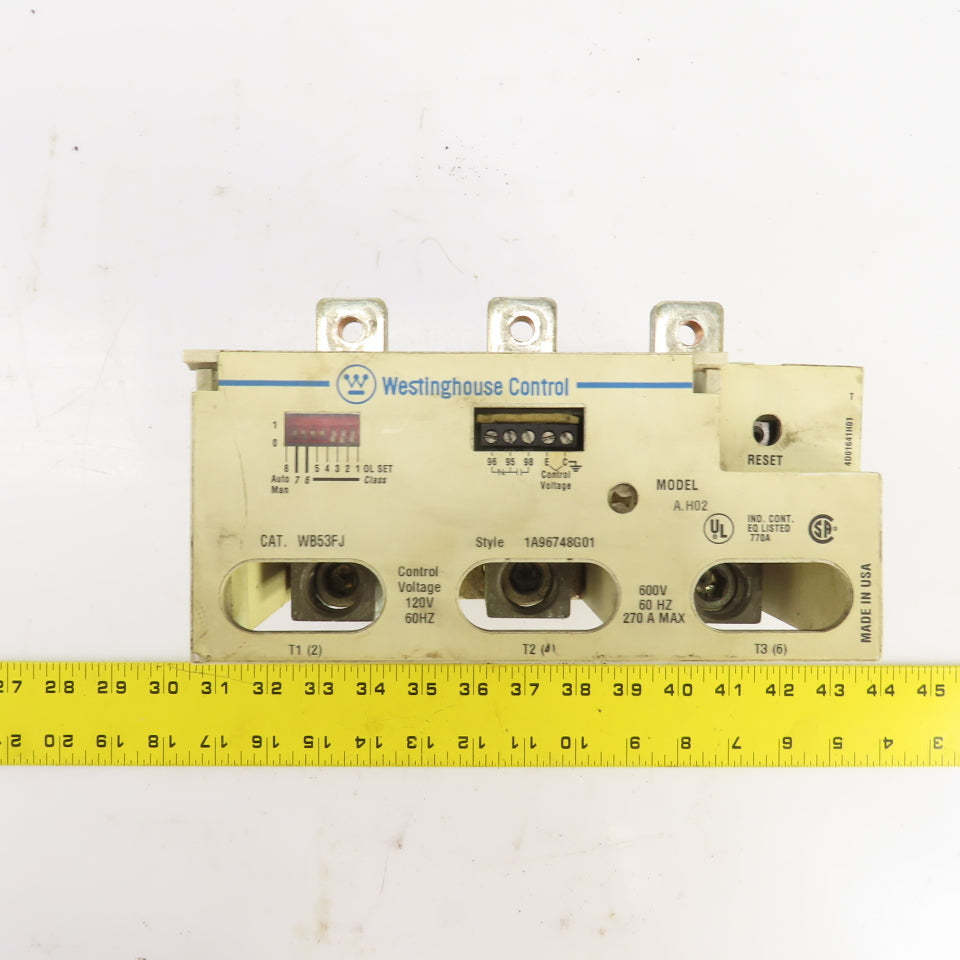Westinghouse WB53FJ Nema Size 5 Standalone Overload 270A 600V 60HZ