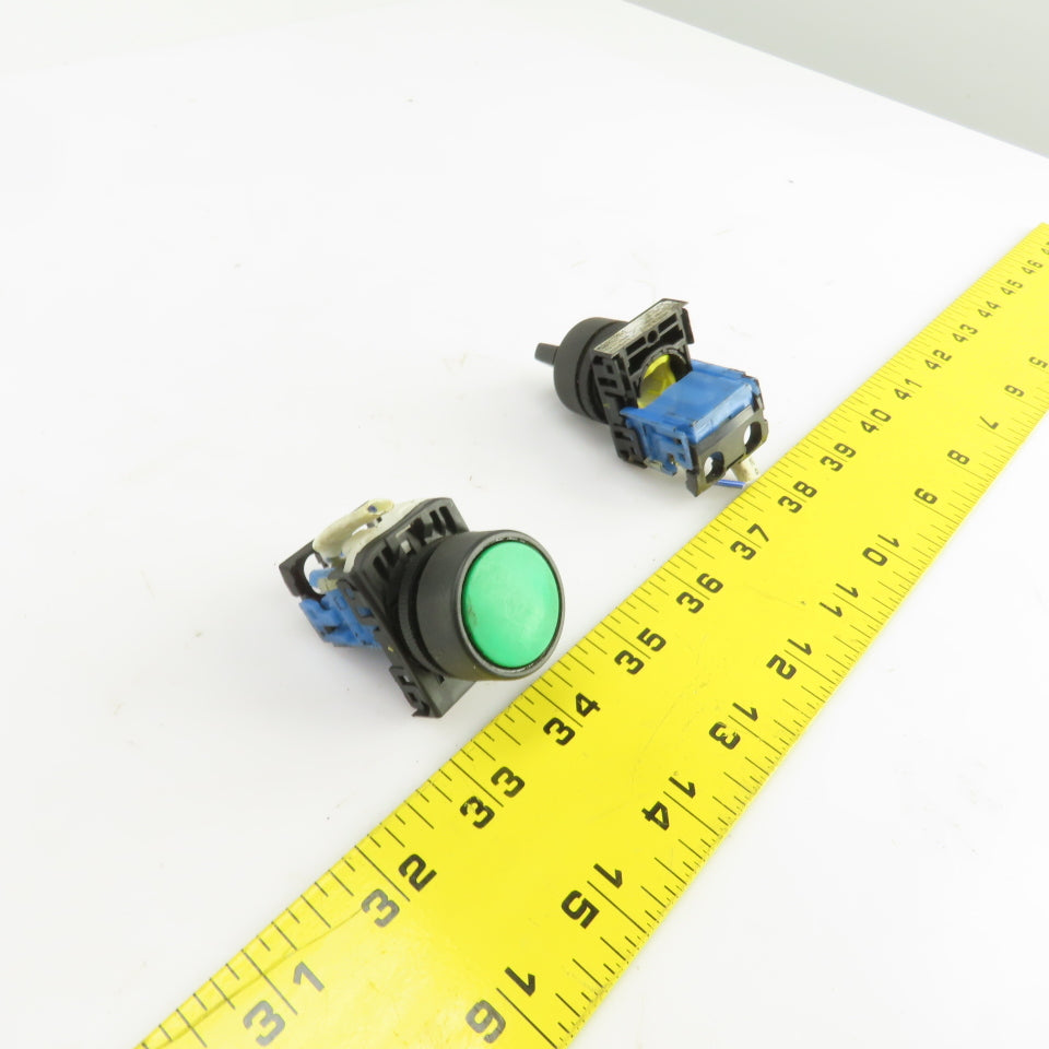 Fuji AR22PR-2 2 Position Switch & Green Momentary Contact Push Button 250V Lot/2