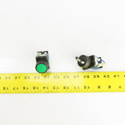 Fuji AR22PR-2 2 Position Switch & Green Momentary Contact Push Button 250V Lot/2