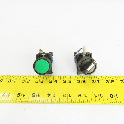 Fuji AR22PR-2 2 Position Switch & Green Momentary Contact Push Button 250V Lot/2