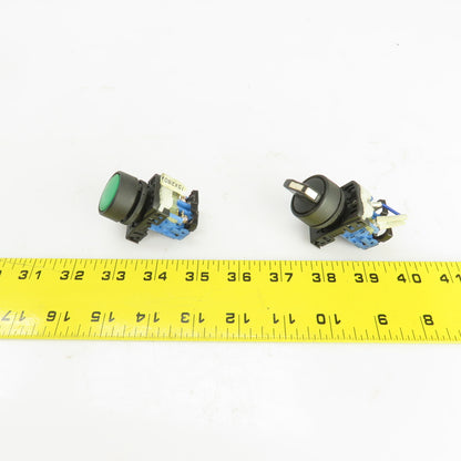 Fuji AR22PR-2 2 Position Switch & Green Momentary Contact Push Button 250V Lot/2