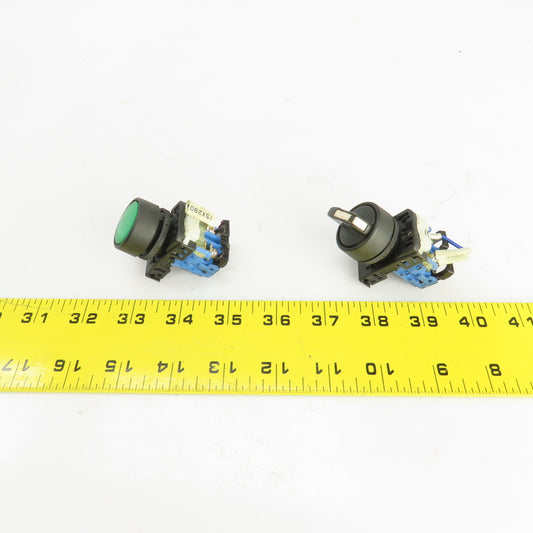 Fuji AR22PR-2 2 Position Switch & Green Momentary Contact Push Button 250V Lot/2
