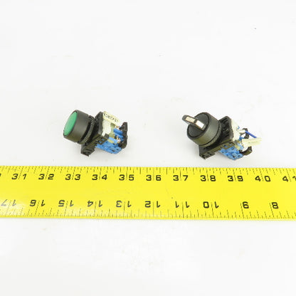 Fuji AR22PR-2 2 Position Switch & Green Momentary Contact Push Button 250V Lot/2