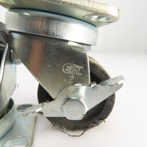 EDL 175 LBS Cap Plate Mount Dual Wheel Swivel Casters 2" W/Lock Lot Of 4