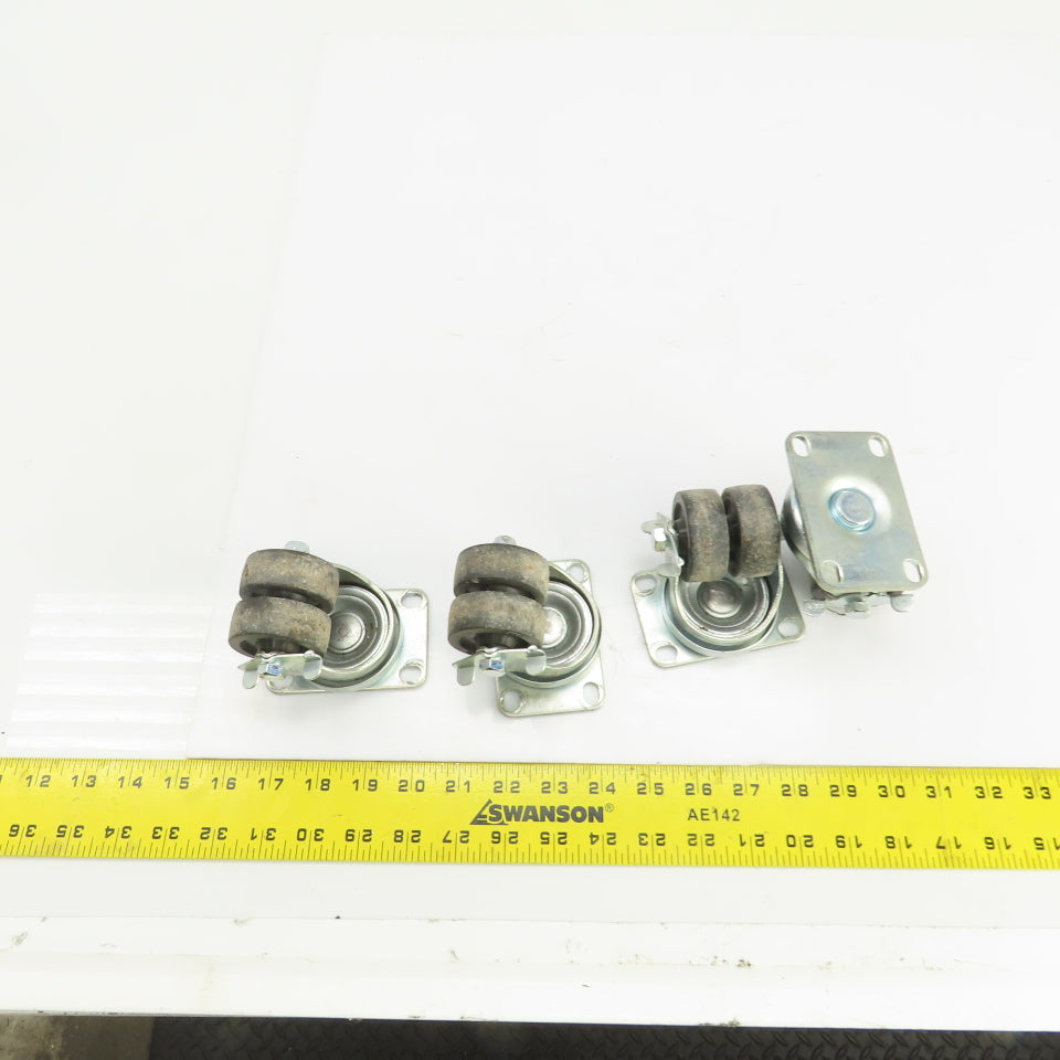 EDL 175 LBS Cap Plate Mount Dual Wheel Swivel Casters 2" W/Lock Lot Of 4