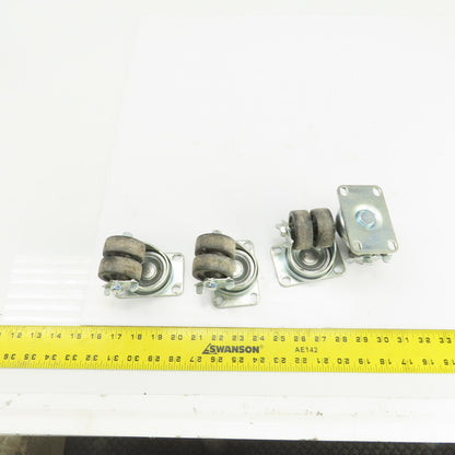 EDL 175 LBS Cap Plate Mount Dual Wheel Swivel Casters 2" W/Lock Lot Of 4