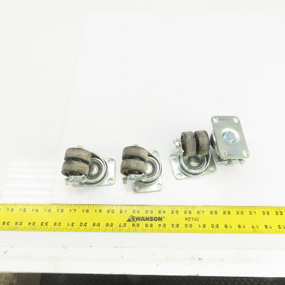 EDL 175 LBS Cap Plate Mount Dual Wheel Swivel Casters 2" W/Lock Lot Of 4